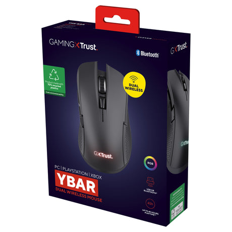 Trust GXT 931 YBar kabellose Gaming-Maus (schwarz, 200–7.200 dpi, 2,4 GHz Bluetooth USB)