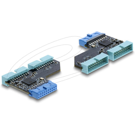 Delock USB 5 Gbit/s Hub 20 Pin Header Buchse auf 2 x USB 5 Gbit/s 20 Pin Header Stecker Adapter (blau)