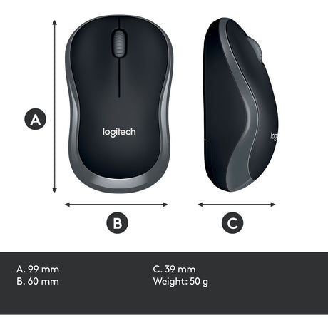 Maus logitech m185 grau, schwarz