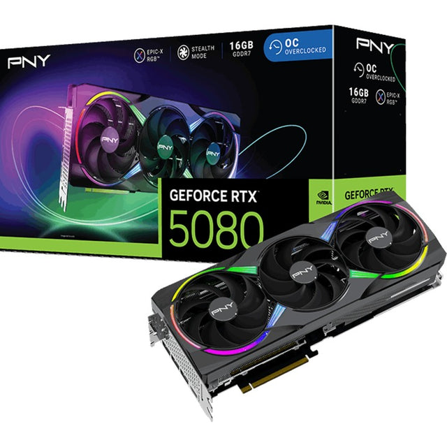 Pny Geforce RTX 5080 ARGB OC Grafikkarte (DLSS 4, 3x Display Port, 1x HDMI 2.1)