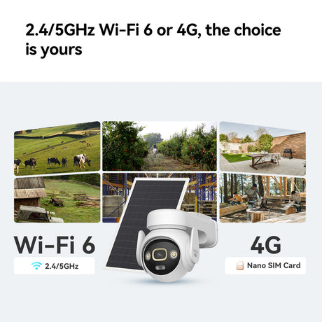 Imou Aov PT 4K Kit (WiFi+4G) SIM-Karte SD-Überwachungskamera (weiß, 8 MP, WiFi 6, 4G LTE, Solarpanel, KI-Erkennung)