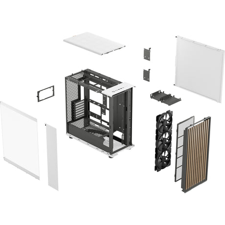 Fractal Design North XL RC Chalk White TG Clear Midi-Tower-Gehäuse (weiße Holzfarbe | 2x USB-A | 1x USB-C | gehärtetes Glas)