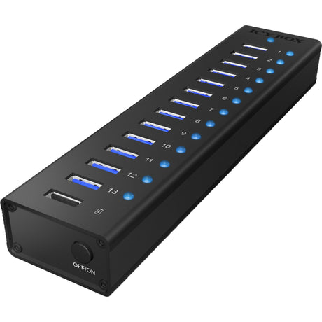 Icy Box ib-ac6113 USB-Hub (schwarz, 13x USB 3.0, 1x USB-Ladeanschluss)