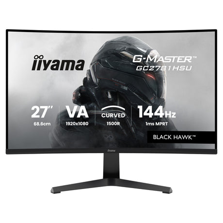 Iiyama G-Master Black Hawk G2471HS-B1 27 gebogener Gaming-Monitor (Schwarz, HDMI, DisplayPort, 2x USB, 144 Hz)
