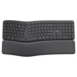 Trust Keyra ergonomische kabellose Tastatur (schwarz, US-Layout (QWERTY), 100 %, 2,4 GHz USB | Bluetooth)