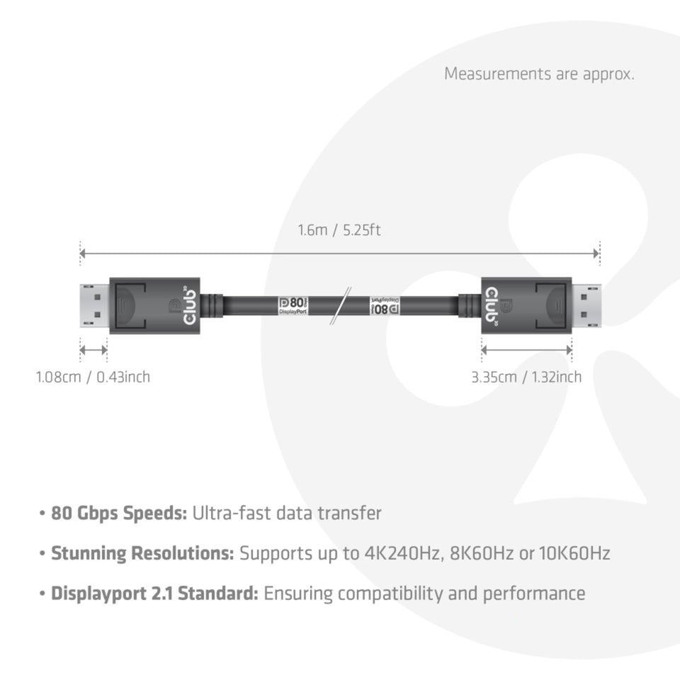 Club 3D DisplayPort 2.1 bidirektional, Vesa DP80-zertifiziert