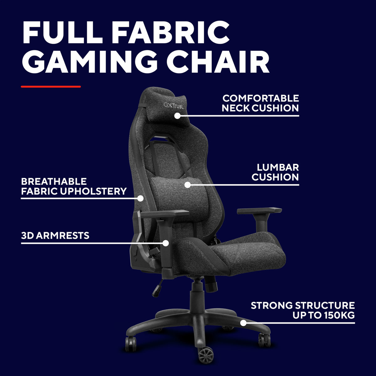 Trust GXT 723 Ruya bequemer Gaming-Stuhl aus Stoff (grau)