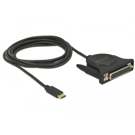 Delock USB-C 2.0 Stecker > 1 x paralleles DB25 Buchse Kabel (schwarz, 1,8 Meter)