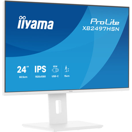 Iiyama prolite xb2497hsn-w1 23.8 monitor (wit, hdmi, displayport, usb-c, audio, lan, 100 hz)