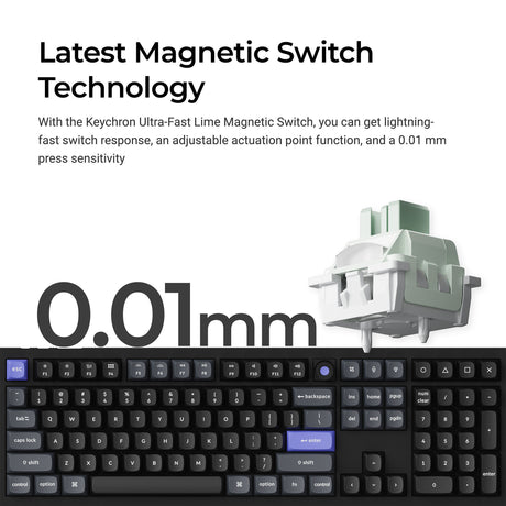 Keychron Q6 HE 8K-Magnetschalter-Tastatur (weiß, US-Layout (QWERTZ), ultraschnelles Lime, 100 %, RGB, Hot-Swap, 8K)