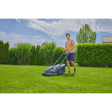 Gardena Rasenmäher Powermax Duo 46 36V (schwarz grau, 2x Akku und Ladegerät inklusive)