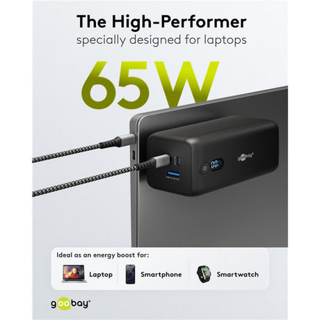 Goobay Laptop-Powerbank (schwarz, 20.000 mAh, Power Delivery)