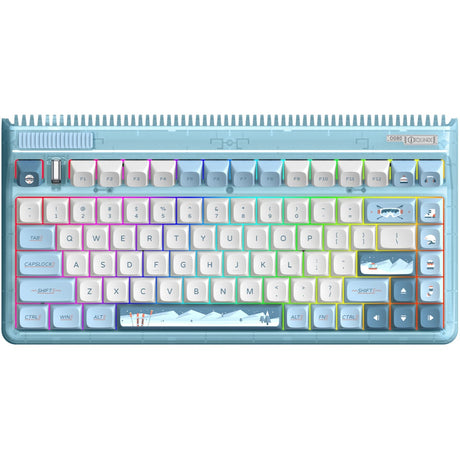 Iqunix OG80 Wintertide kabellose mechanische Tastatur (Hellblau, US-Layout (QWERTY), Iqunix Moonstone, 80 % (TKL), RGB-LEDs, Hot-Swap-fähig, PBT, 2,4 GHz | Bluetooth 5.1 | USB-C)