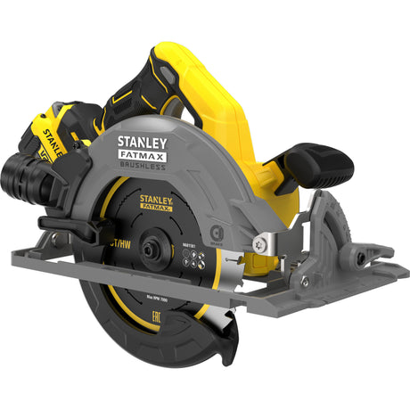 Stanley Fatmax V20 18 V Kreissäge 190 mm Handkreissäge (schwarz gelb, Akku und Ladegerät im Lieferumfang enthalten, mit Koffer)