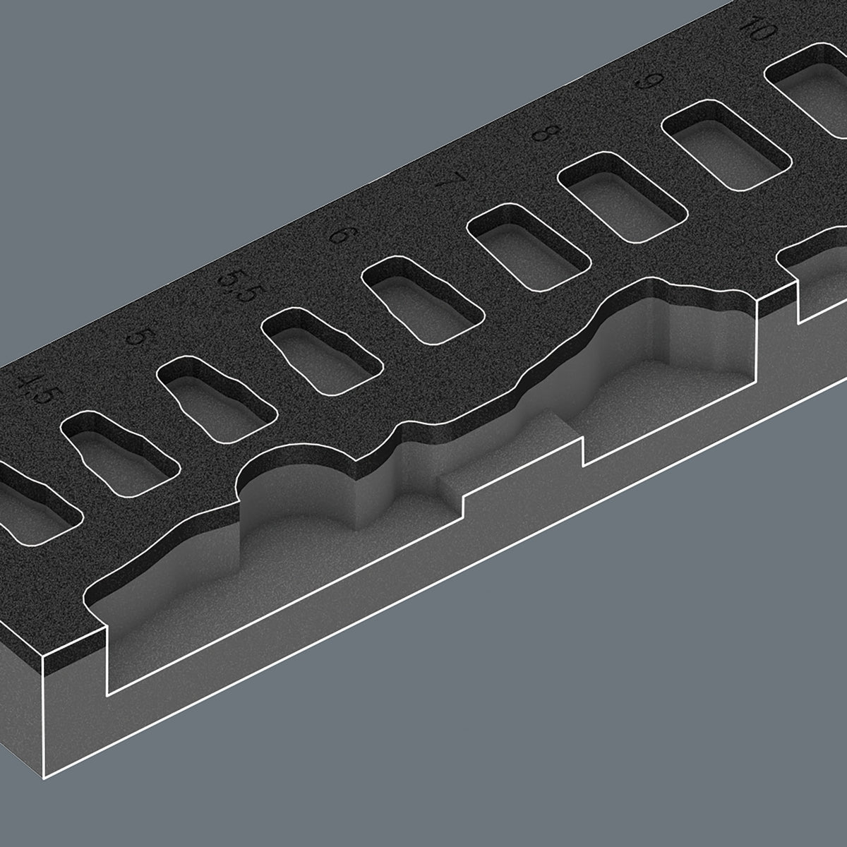 Wera Moosgummi-Einlage 8000 A Zyklop Set 1 Werkzeugset (schwarzgrau, Ratschen- und Steckschlüsselsatz, in Moosgummi-Einlage für Werkstattwagen)