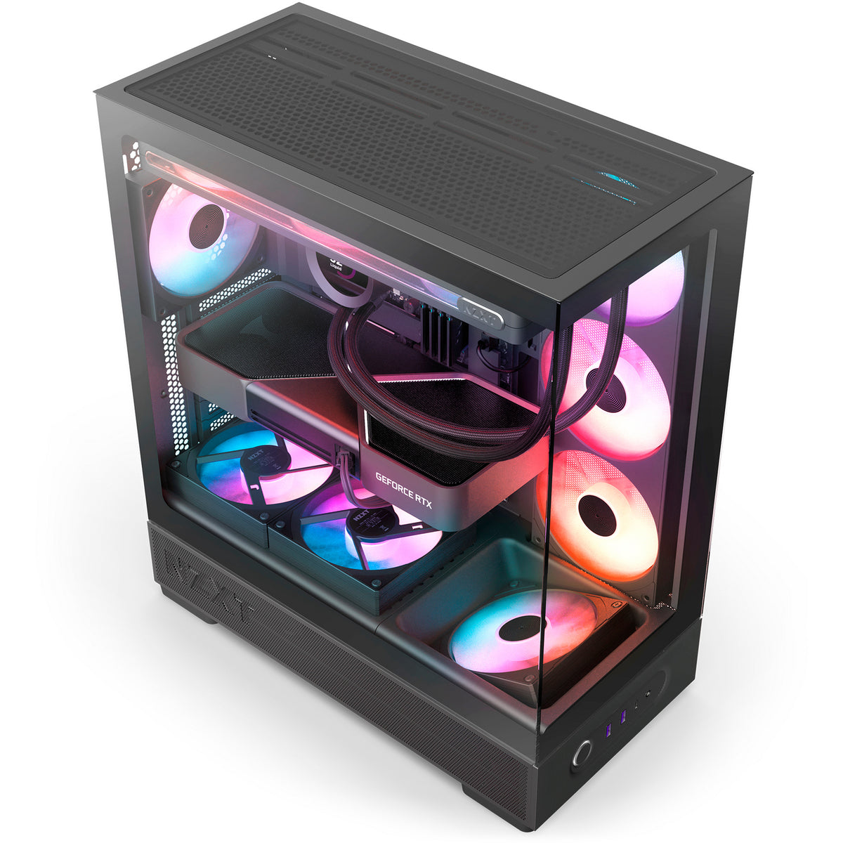 Nzxt s5 rgb midi tower behuizing (zwart | 2x usb-a | 1x usb-c | rgb | tempered glass)