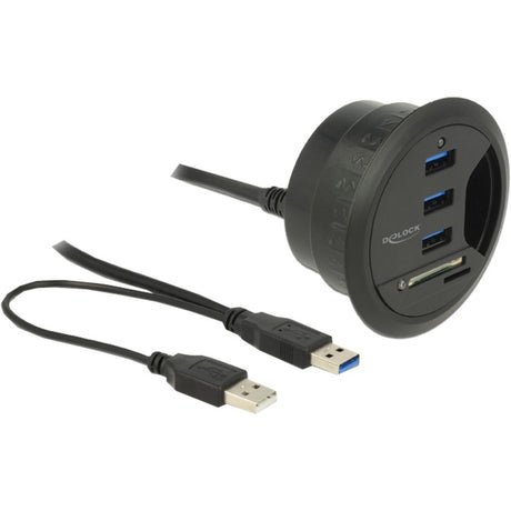 Delock In-Desk-Hub 3 Port USB 3.0 + 2 Slot SD-Kartenleser Kartenleser