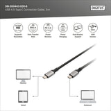 Digitus USB-C 4 gen2 USB-C Verbindungskabel (schwarz grau, 3 Meter)