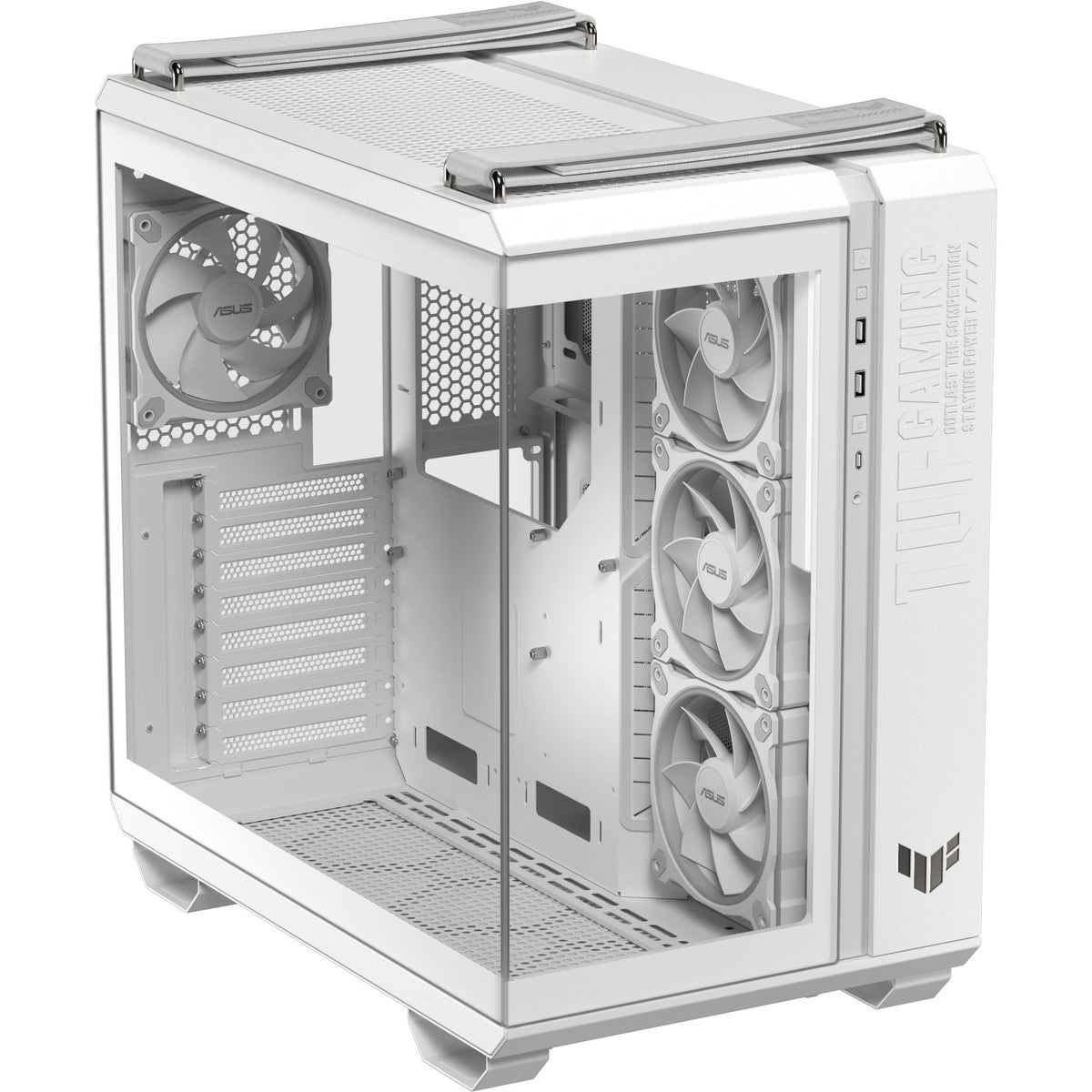 Asus TUF Gaming GT502 Horizon ArGB Midi-Tower-Gehäuse (weiß | 3x USB-A | 1x USB-C | gehärtetes Glas)
