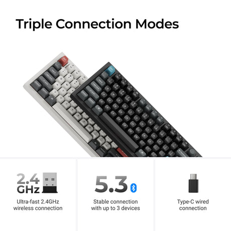 Keychron Q3 Ultra-M4 8K kabellose, benutzerdefinierte mechanische Tastatur (schwarz, US-Layout (QWERTY), Seidenpom-Banane, 80 % (TKL), RGB, Hot-Swap, 8K, 2,4 GHz | Bluetooth 5.2 | USB-C)
