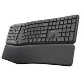 Trust Keyra ergonomische kabellose Tastatur (schwarz, US-Layout (QWERTY), 100 %, 2,4 GHz USB | Bluetooth)
