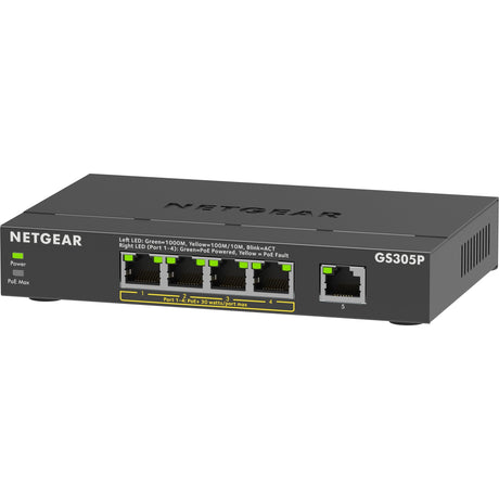 Netgear 5-Port PoE+ Gigabit Ethernet Soho Unmanaged Switch (GS305P) (schwarz)