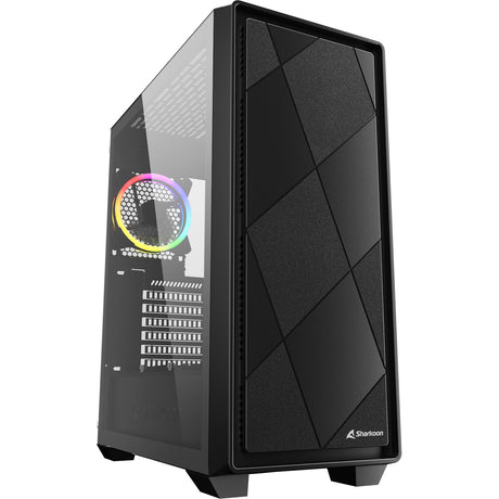 Sharkoon vs8 RGB schwarzes Midi-Tower-Gehäuse (schwarz | 2x USB-A | 1x USB-C | RGB | gehärtetes Glas)