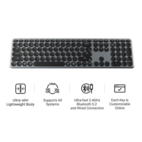 Keychron b5 pro-k8 Tastatur (weiß, US-Layout (QWERTY), Scherenschalter, 100 %, ABS-Tastenkappen, 2,4 GHz Bluetooth USB)