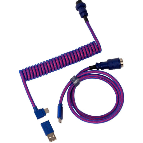 Keychron Premium Spiral-Fliegerkabel, abgewinkeltes Kabel (lila, 1,08 Meter)