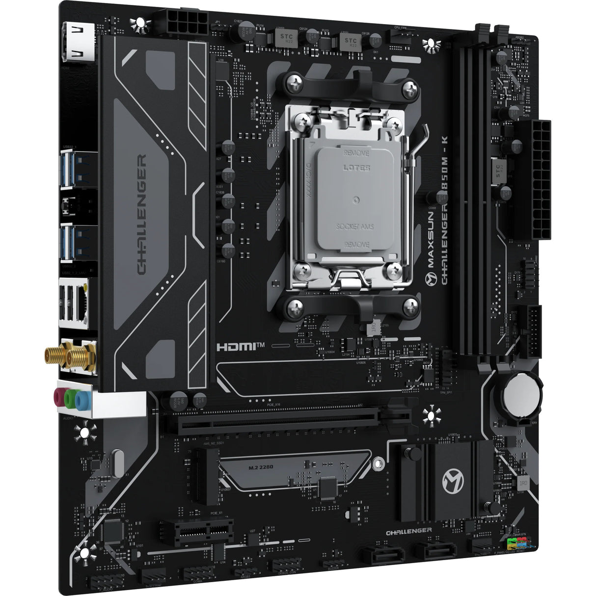 Maxsun ms-challenger b850m-k wifi socket am5 moederbord (zwart, raid, gb-lan, wlan, bt, sound, µatx)