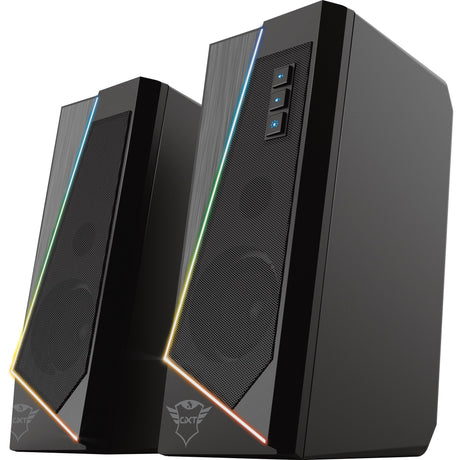 Trust GXT 609 Zoxa RGB-beleuchtetes Lautsprecherset PC-Lautsprecher (schwarz, RGB-LED)