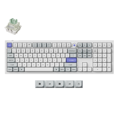 Keychron Q6 HE 8K-Magnetschalter-Tastatur (weiß, US-Layout (QWERTZ), ultraschnelles Lime, 100 %, RGB, Hot-Swap, 8K)