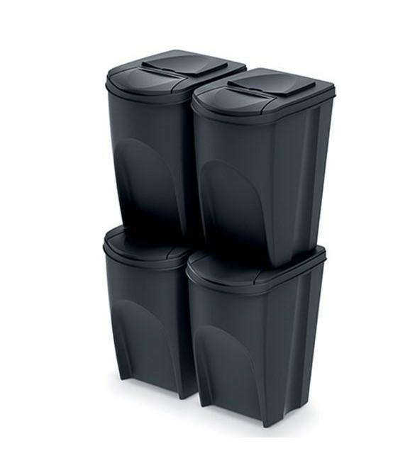 Keden sortibox vuilnisbak 35l ingesteld 4 - zwarte recycling