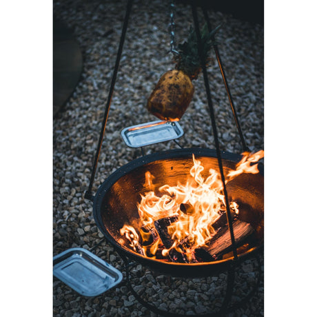 The Windmill Lagerfeuerset Holzgrill (schwarz, Feuerschale | Rahmen (Basis) | Grill | Edelstahlbehälter)