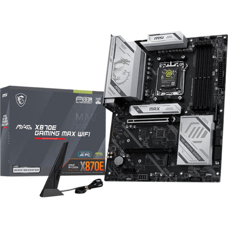 Msi mag x870e gaming max wifi socket am5 moederbord (zwart, 5 gb-lan, wi-fi 7, bt 5.4, sound, atx)