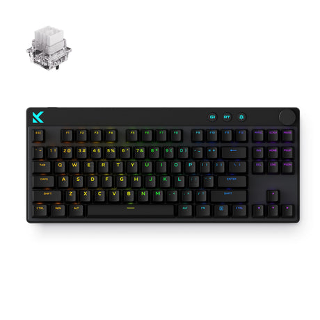 Mchose mix 87 hall effect magnetic switch gaming keyboard (zwart, us lay-out (qwerty), mount tai gt he, 80% (tkl), 8k, rgb, pbt keycaps, hot-swap)