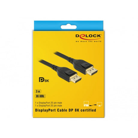 Delock Display Port Kabel (schwarz, 3 Meter, 8k)