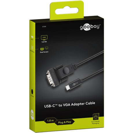 Goobay USB-C-auf-VGA-Adapterkabel (schwarz, 1,8 Meter)