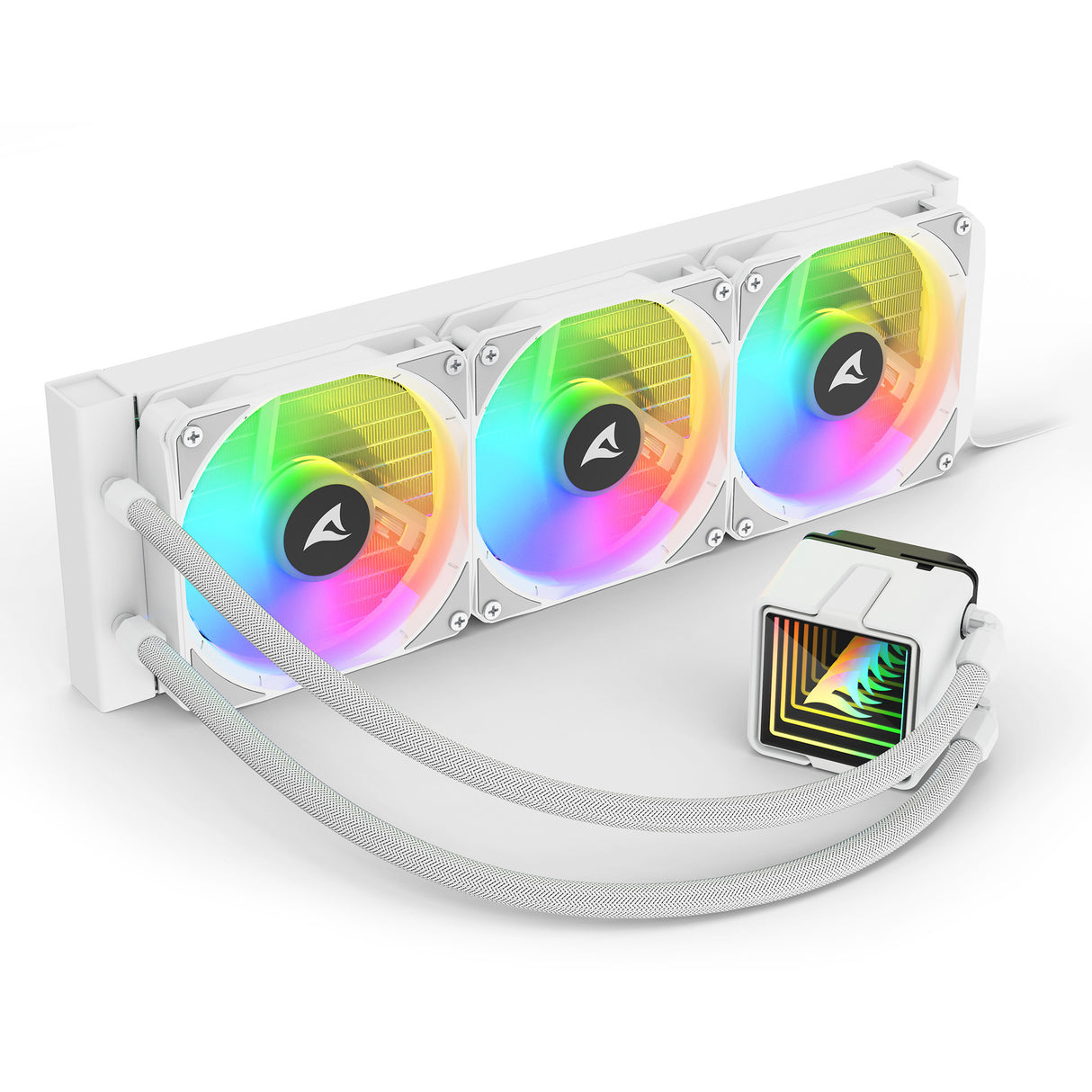 Sharkoon S100 ArGB Wasserkühlung (weiß, 4-Pin-PWM-Lüfteranschluss)
