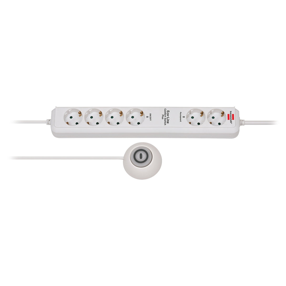 Brennerstuhl Eco-Line Steckdosenleiste Comfort Switch Plus EL CSP 24 6-fach weiß 1,5m H05VV-F 3G1,5 2 permanente, 4 schaltbare externe Fußschalter