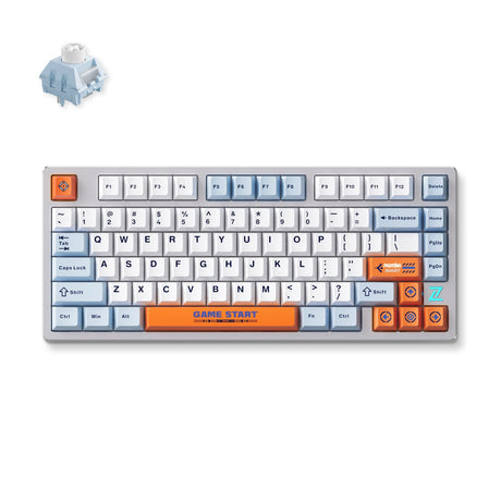 Mchose Z75S Orange Blue Snow Tiger Metalloberseite, kabellose mechanische RGB-Tastatur (grau, US-Layout (QWERTY), TTC Snow Tiger, 75 %, RGB, Hot Swap, Double-Shot PBT, kabellos | Bluetooth | USB-C)