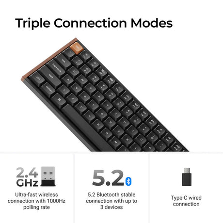 Keychron K3 Max SE QMK kabellose, benutzerdefinierte mechanische Tastatur (schwarz, US-Layout (QWERTY), Milchpommelbraun, 75 %, RGB, Hot-Swap, 2,4 GHz | Bluetooth 5.3 | USB-C)