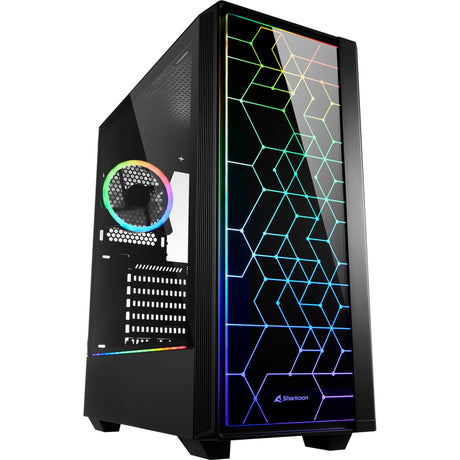 Sharkoon RGB Lit 100 Midi-Tower-Gehäuse (schwarz | 3x USB-A | RGB | Fenster)