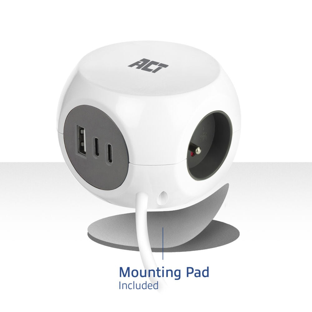 Act Connectivity Steckdosenleiste Cube mit 3 Steckdosen, 30 W d