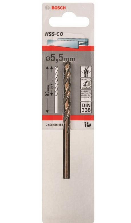 Bosch - Metallbohrer HSS-CO, Standard 6,5 x 63 x 101 mm