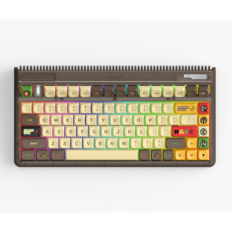 Iqunix OG80 Happy Ape kabellose mechanische Tastatur (schwarz, US-Layout (QWERTY), Iqunix Moonstone, 80 % (TKL), RGB-LEDs, Hot-Swap-fähig, PBT, 2,4 GHz | Bluetooth 5.1 | USB-C)