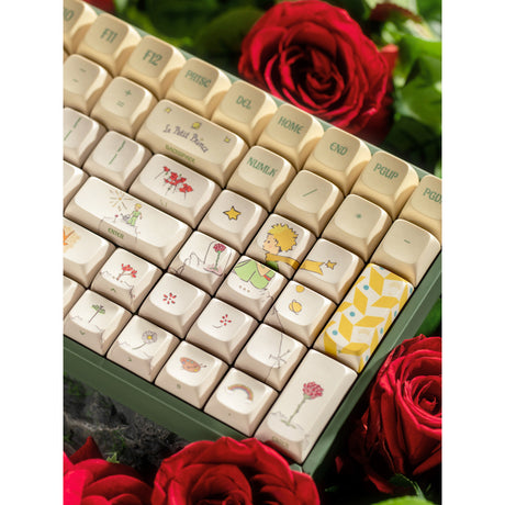 Iqunix F97 Floral Date RGB mechanische Gaming-Tastatur (grün, US-Layout (QWERTY), Iqunix Little Prince, 96 %, RGB-LEDs, Hot-Swap-fähig, PBT, 2,4 GHz | Bluetooth 5.1 | USB-C)