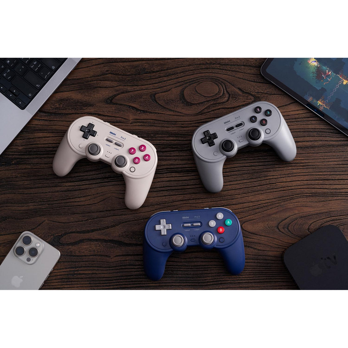 8bitdo pro 3 Bluetooth-Gamepad (grau schwarz, Switch 1 2, PC, Android, 2,4 GHz Bluetooth USB)