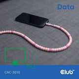 Club 3D USB-C Perlenkabel rosa, 2 Meter Kabel (rosa)