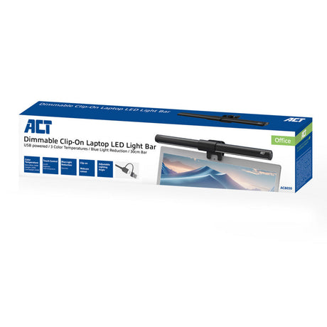Act Connectivity Dimmbare, ansteckbare LED-Lichtleiste für Laptops (schwarz, USB-betrieben, 3000 K–6500 K)